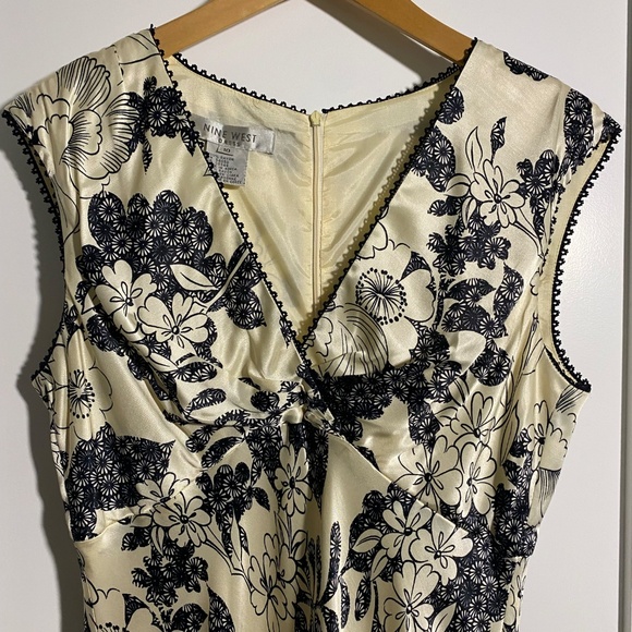 Beautiful vintage Nine West dress cream and black floral size 10 - Picture 4 of 7
